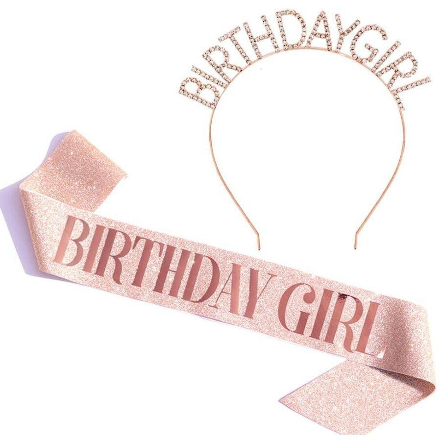 Ladies Glittering Birthday Crown with Festive Sash Stornfield