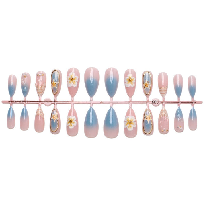 Artistic Seashell and Floral Press-On Nail Art Set Stornfield