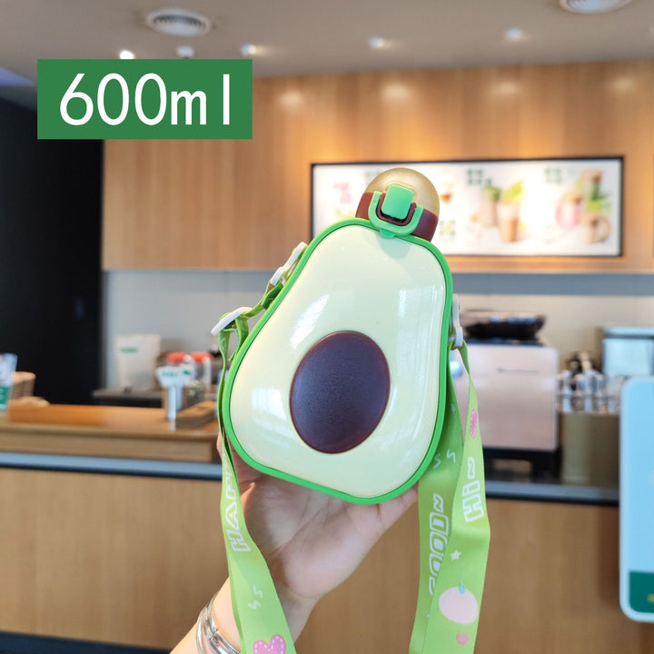 Women's creative avocado water bottle with carrying strap Stornfield