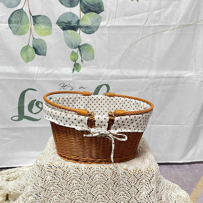 Ladies Elegant Braided Basket with Removable Fabric Insert Stornfield