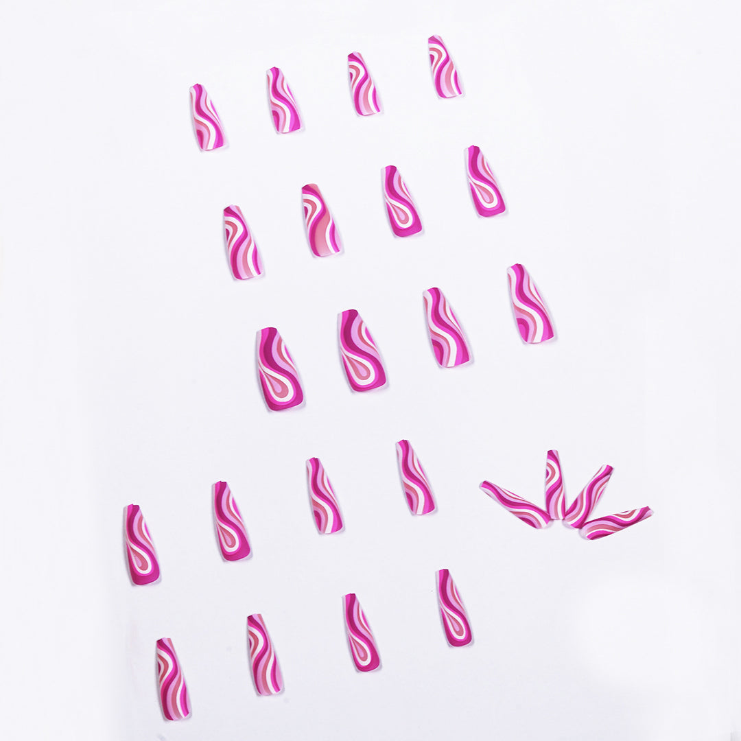 Artistic acrylic nails in ombre design with modern wave patterns Stornfield
