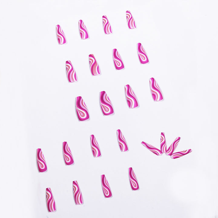Artistic acrylic nails in ombre design with modern wave patterns Stornfield