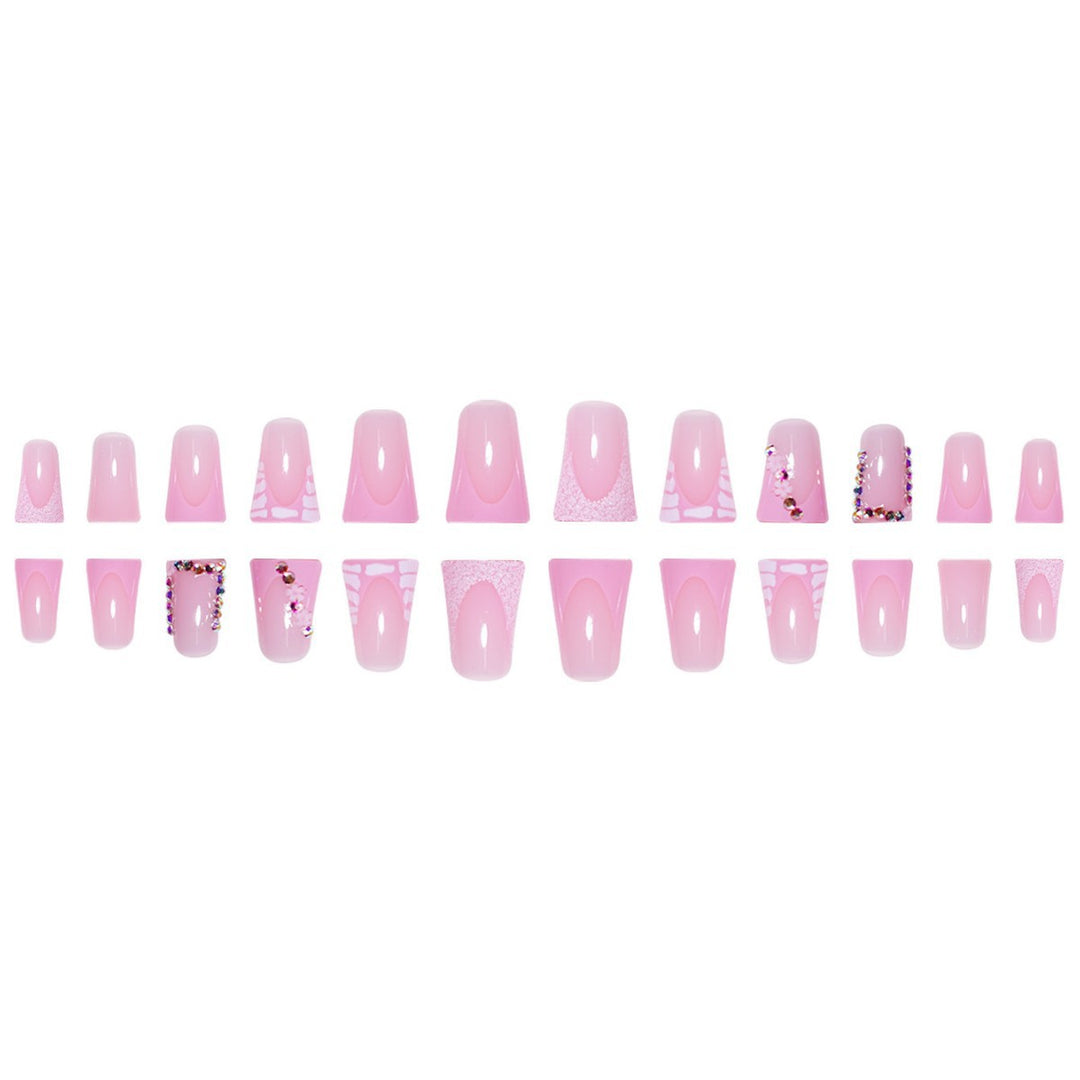 Glamorous Acrylic Press-On Nail Extensions with Decorative Rhinestones Stornfield