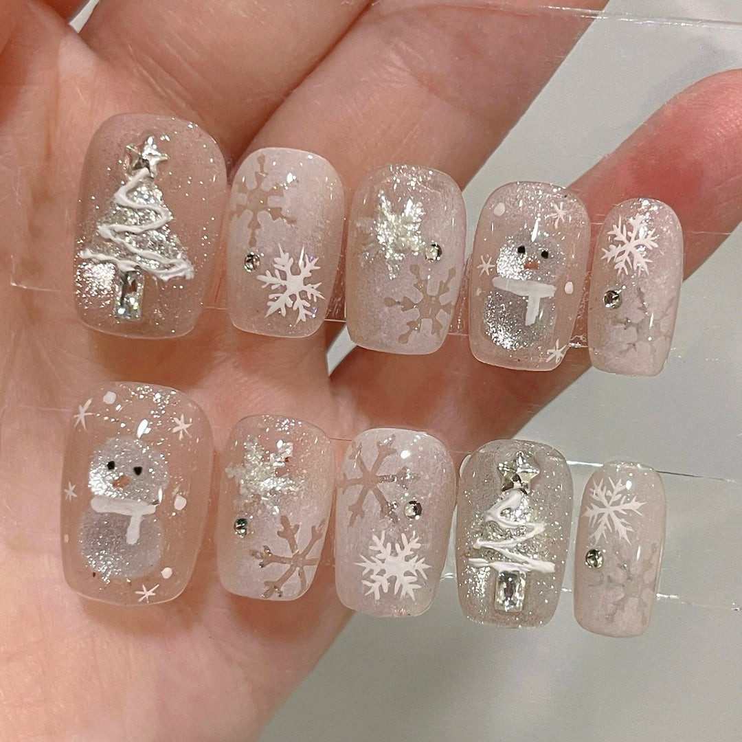 Artistic Winter-Themed Press-On Nail Set