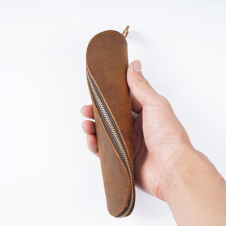 Leather Pencil Case with Zipper