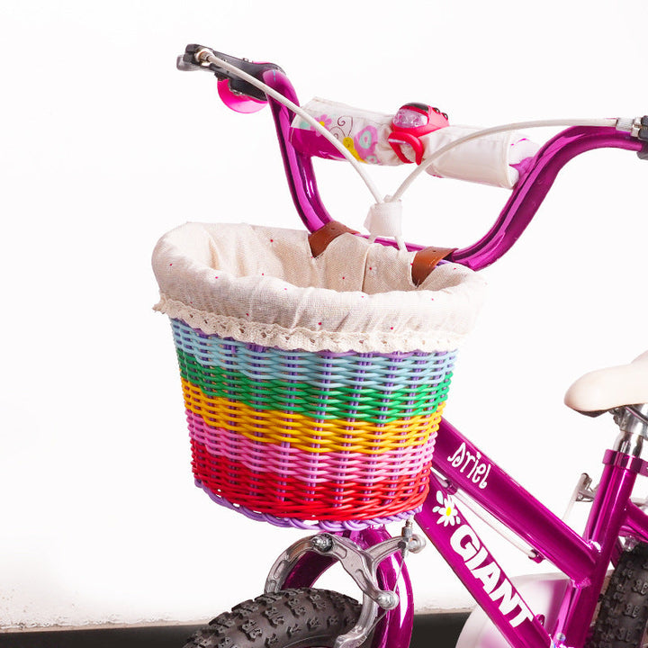 woven front bicycle basket with adjustable leather handlebar straps Stornfield