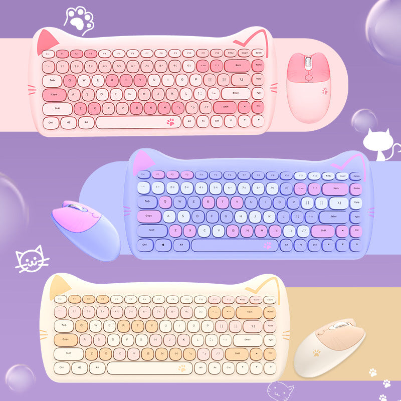 Cute Themed Wireless Keyboard and Mouse Set Stornfield