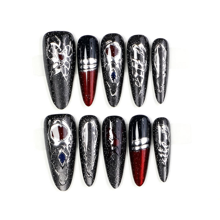 Elegant Stiletto Press-On Nail Art Set with Unique Design Stornfield