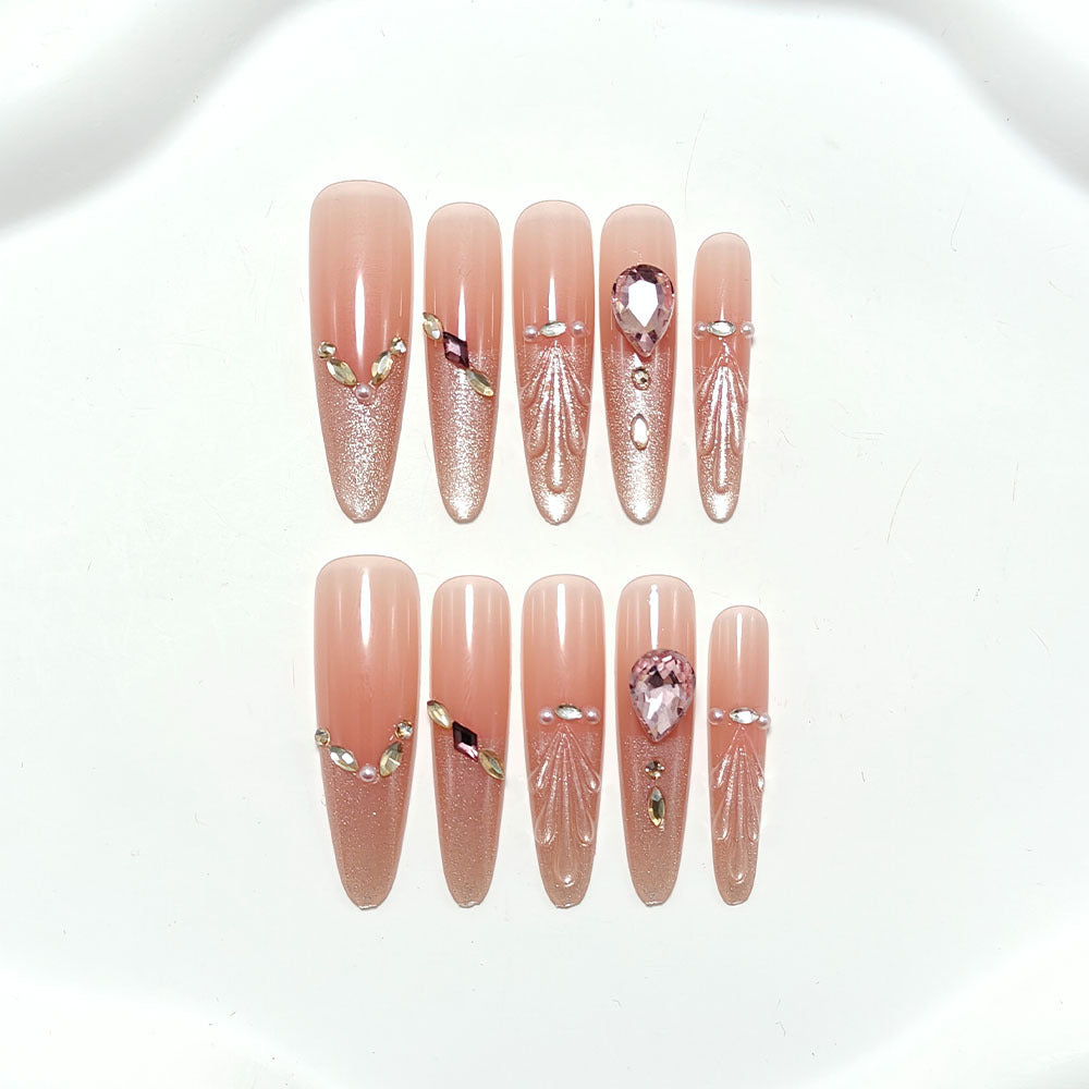 Acrylic nails with glamorous crystal design Stornfield