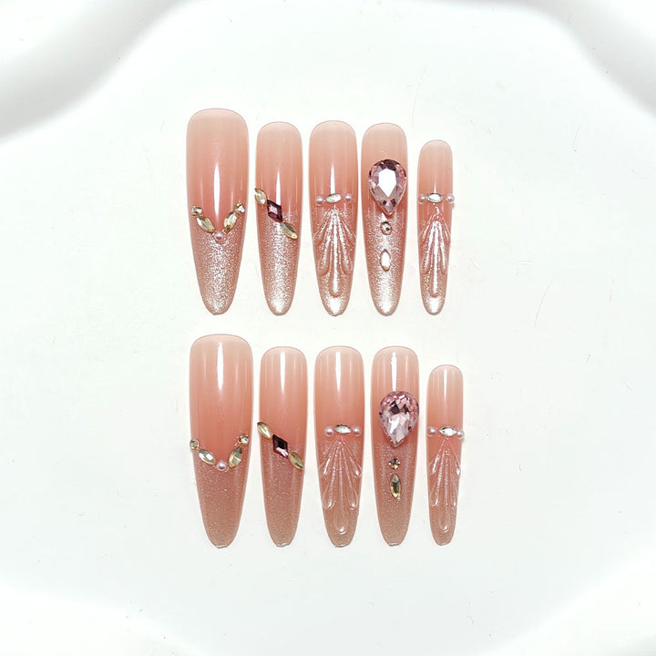 Acrylic nails with glamorous crystal design Stornfield