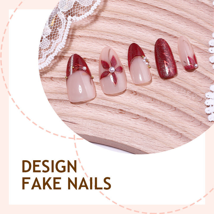 Glamorous artificial nail set with elegant floral and glitter details Stornfield