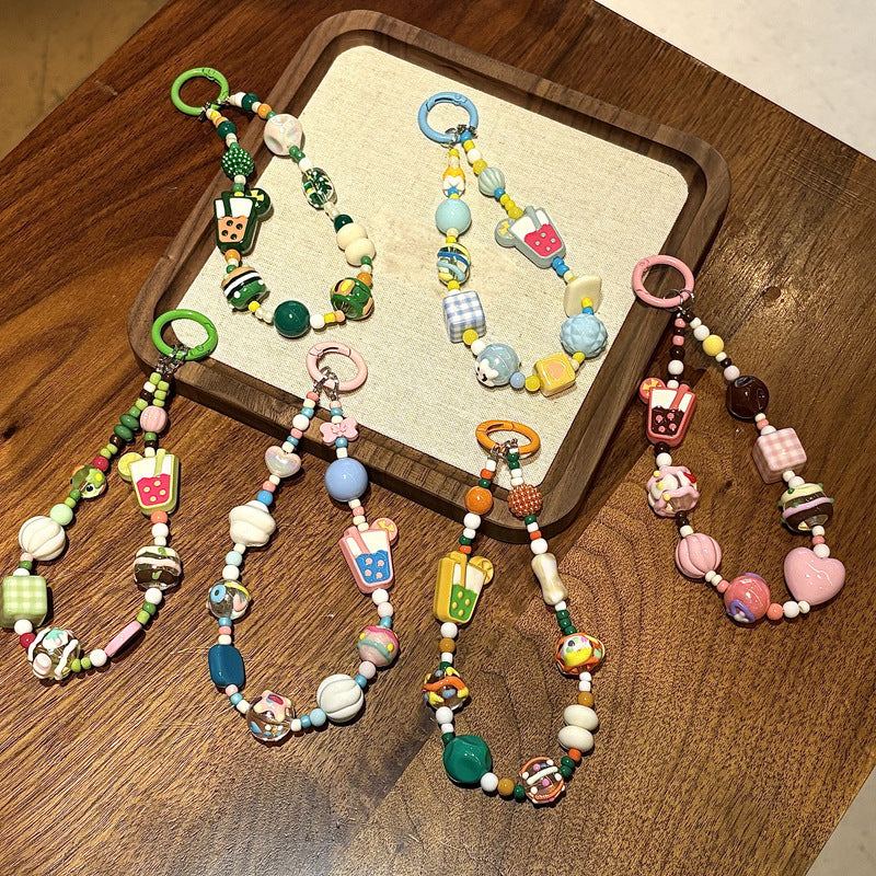 Playful Food-Themed Beaded Keychain Stornfield