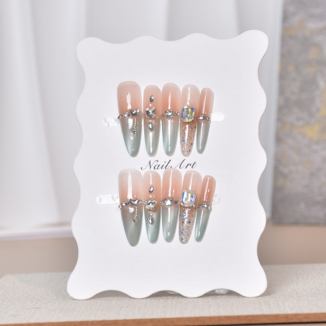 Artistic Rhinestone-Embellished Stiletto Press-On Nail Set Stornfield