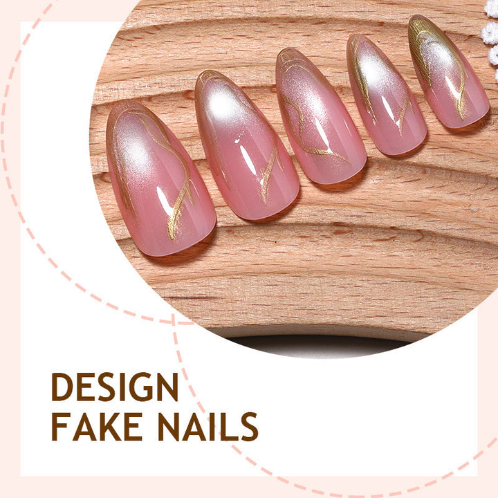 Acrylic nail set with glamorous gradient and golden accents Stornfield