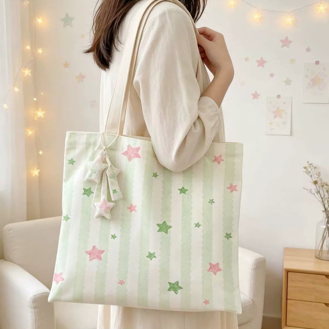 Stylish Star Print Tote Bag