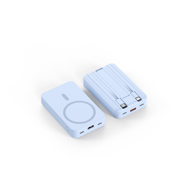 Portable power bank with integrated charging cables and Qi charging function Stornfield