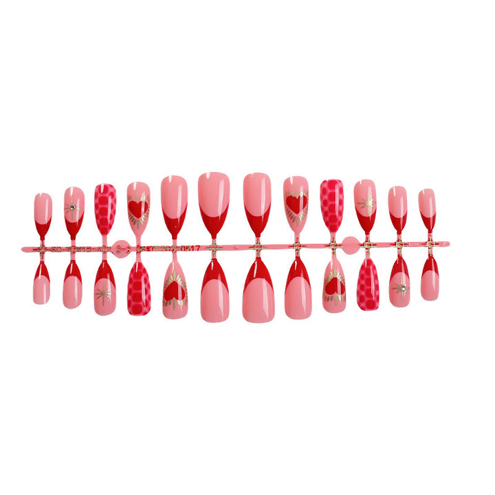 Artistic Heart-Inspired Press-On Nail Art Set Stornfield