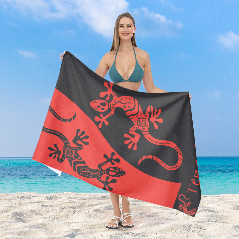 Beach towel with colorful gecko pattern Stornfield