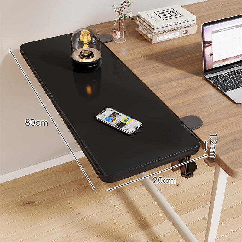 Clamp-On Adjustable Wooden Desk Side Shelf Extension with Foldable Bracket