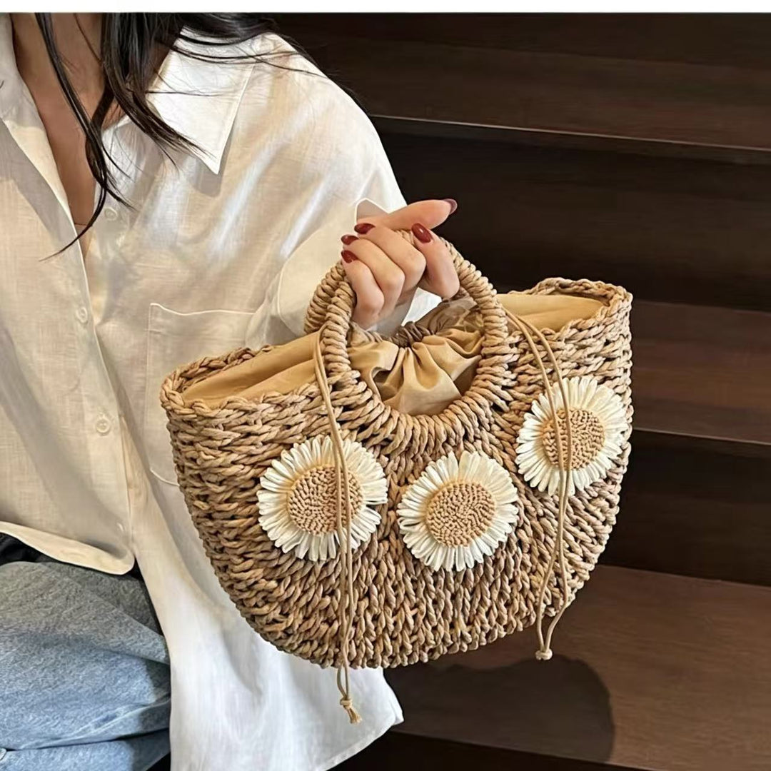 Padded basket bag with floral embellishments Stornfield