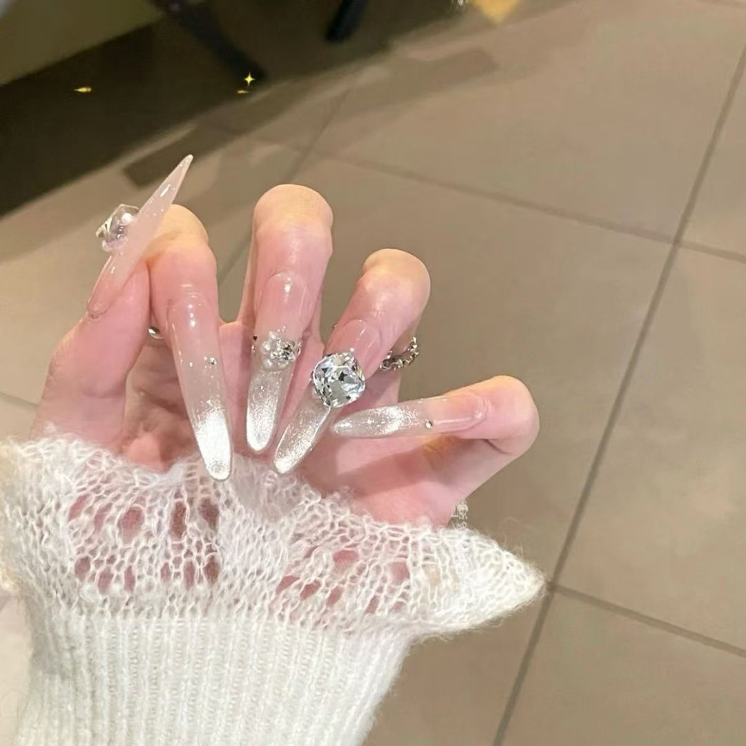 Glamorous Crystal-Embellished Press-On Nails Stornfield