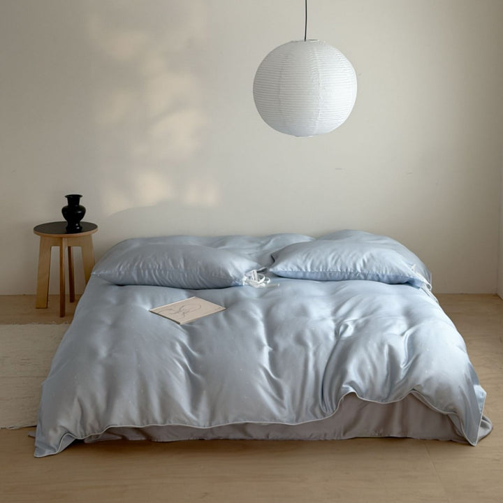 Cooling Satin-Feel Microfiber Duvet Cover Set with Hidden Closure and Corner Ties