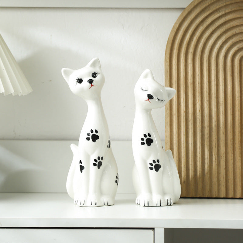 Playful Ceramic Cat Figurine Set Stornfeild