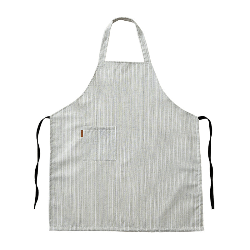Bistro and chef apron with fine pinstripe structure and sewn-on breast pocket