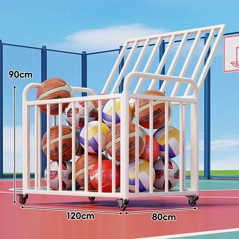 Heavy-Duty Wheeled Sports Ball Storage Cart with Tilted Return Rack