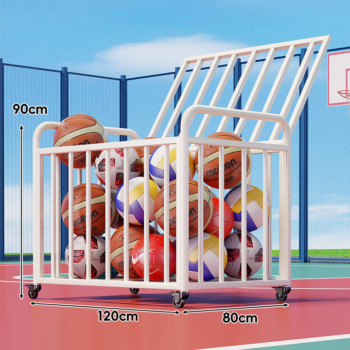 Heavy-Duty Wheeled Sports Ball Storage Cart with Tilted Return Rack