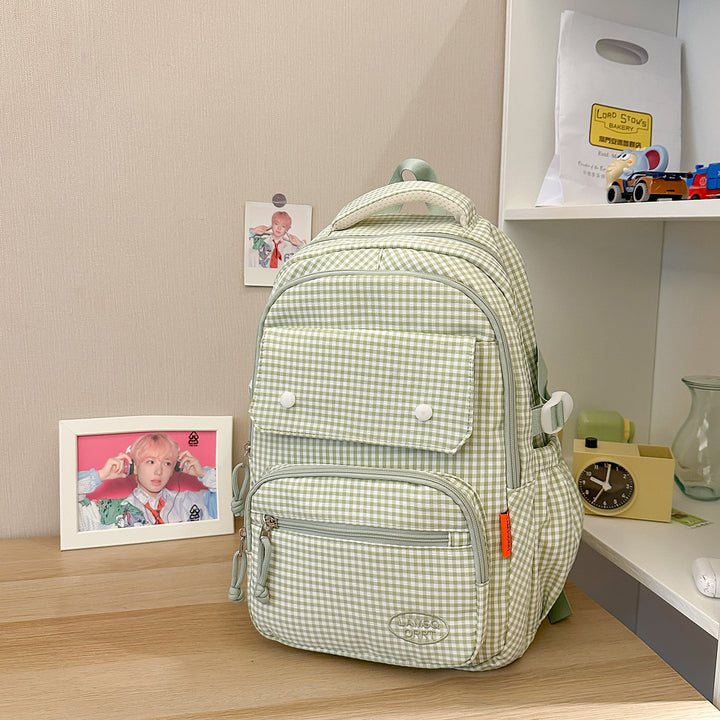 Gingham Print Multi-Pocket Backpack Stornfield