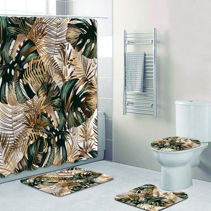 Tropical Leaf Print Shower Curtain Stornfield