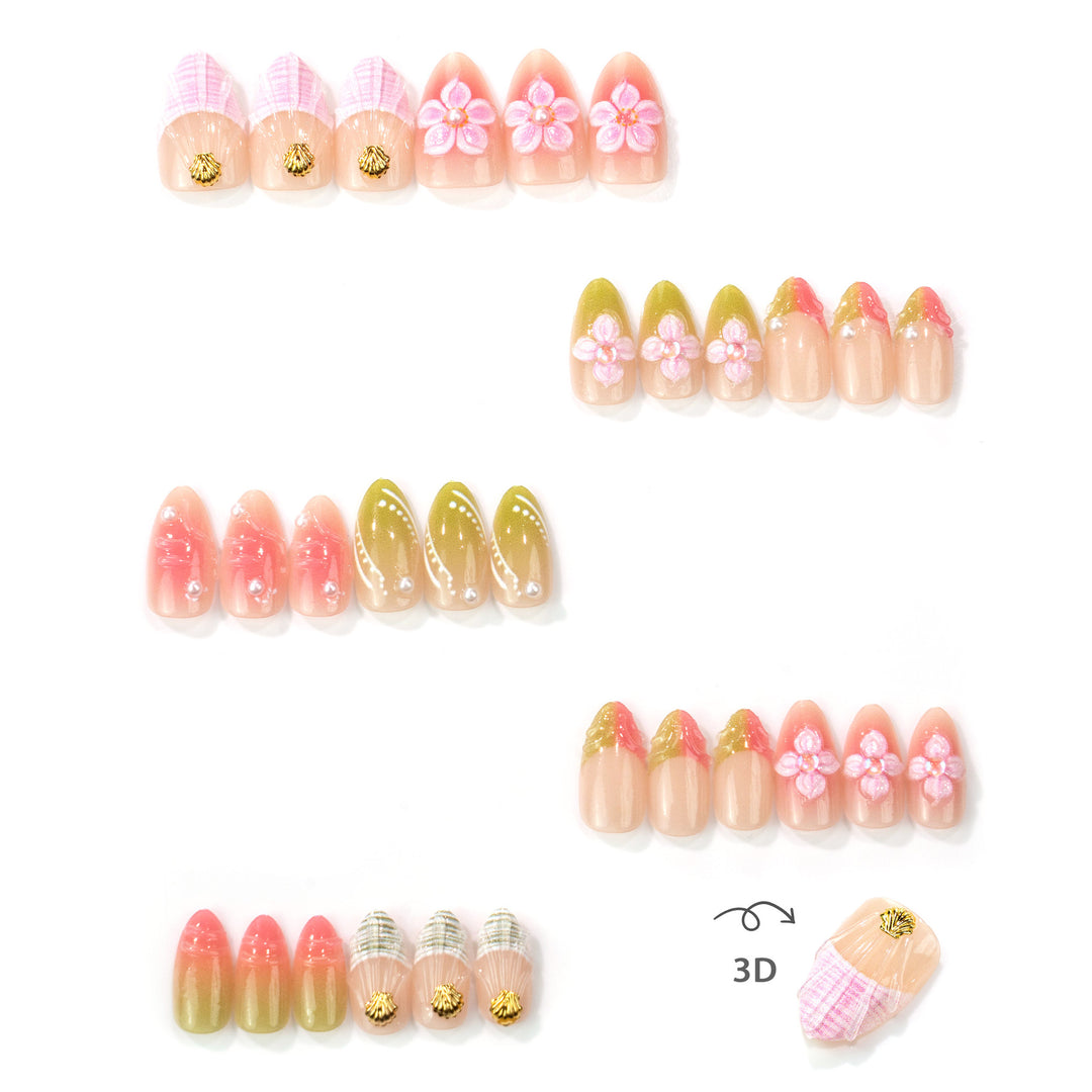 Decorative Floral-Embellished Press-On Nails