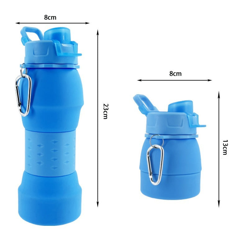 Unisex Silicone Water Bottle with Carabiner Hook and Folding Mechanism Stornfield