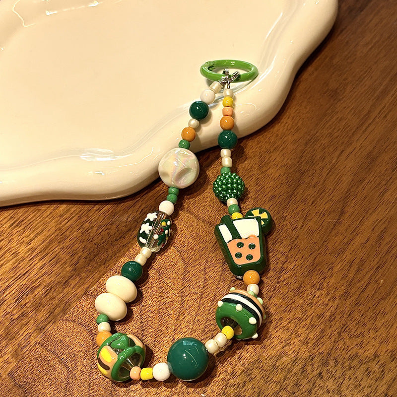 Playful Food-Themed Beaded Keychain Stornfield