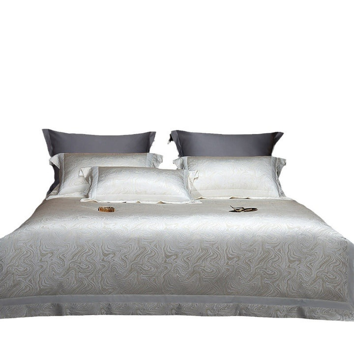 Luxury Jacquard Sateen Swirl-Pattern Duvet Cover and Pillow Sham Set