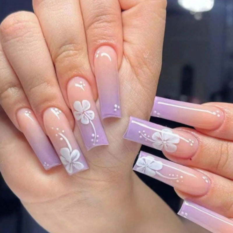 Artistic Floral Ombre Nail Tips Stornfield