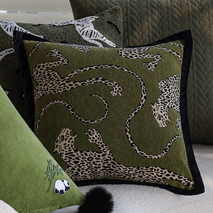 Triangular Decorative Back Cushion with Panda Embroidery and Fluffy Pom Poms Stornfield