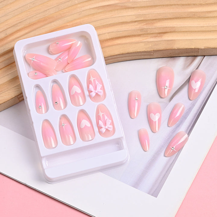Artistic Heart and Bow Detail Press-On Nails Stornfield