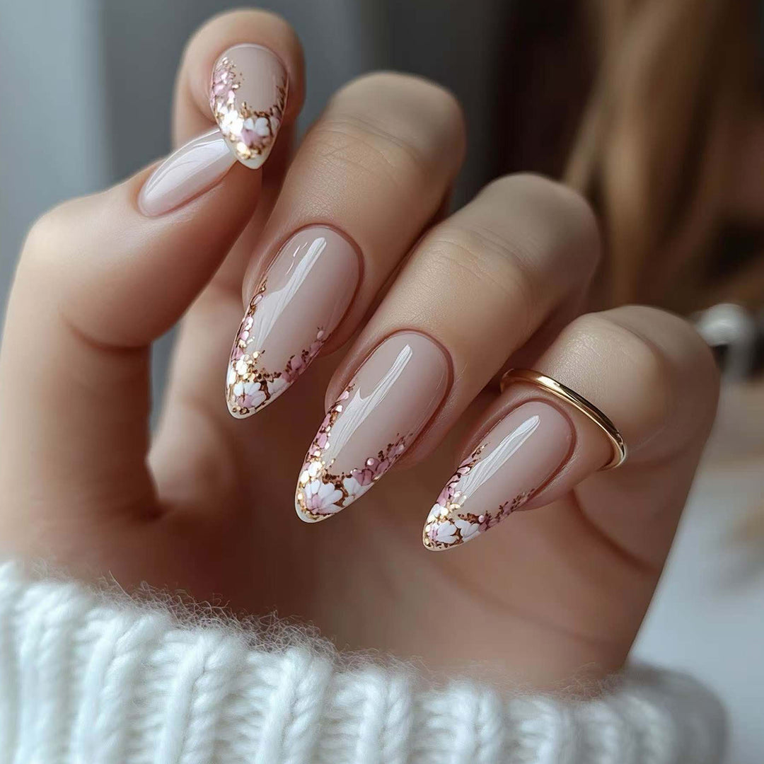 Floral-Embellished Stiletto Press-On Nails Stornfield
