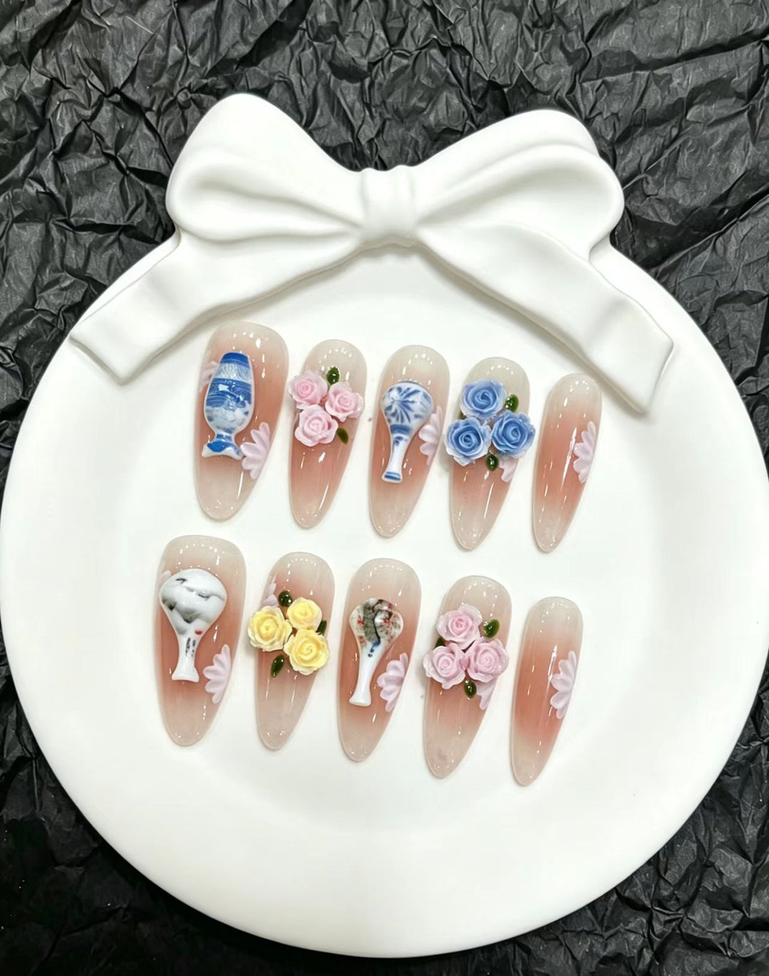 Decorative Floral Press-On Nail Art Collection