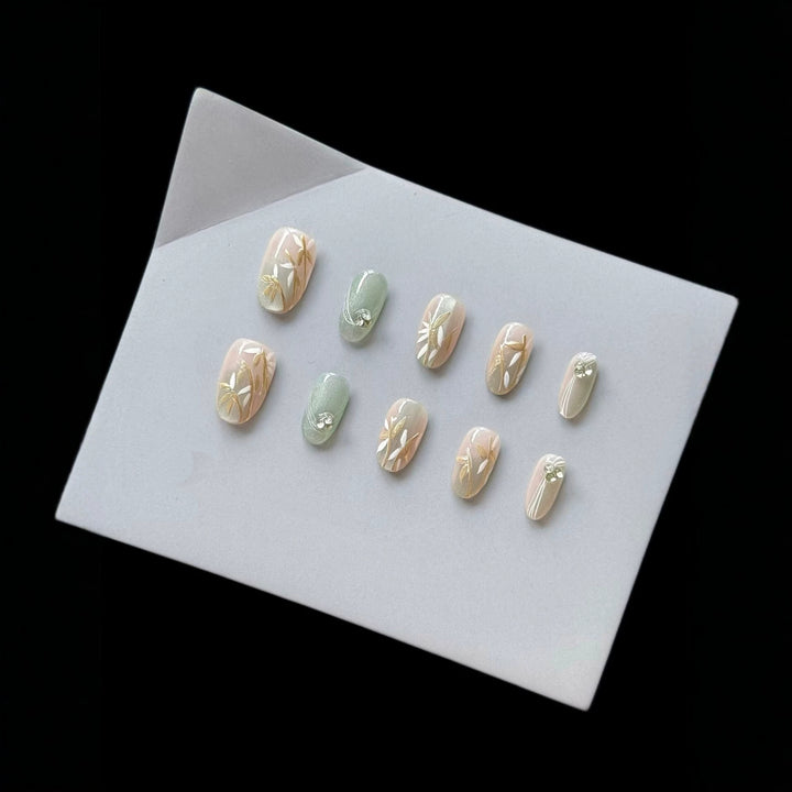 Decorative Floral Press-On Nail Set  1791772955