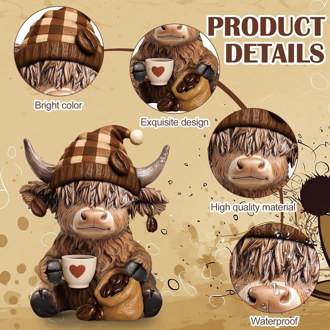 Decorative figure of a Highland cow with accessories Stornfield