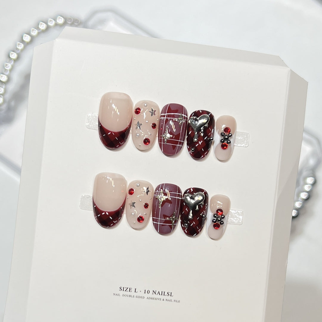 Artistic Press-On Nail Set with Charming Designs Stornfield