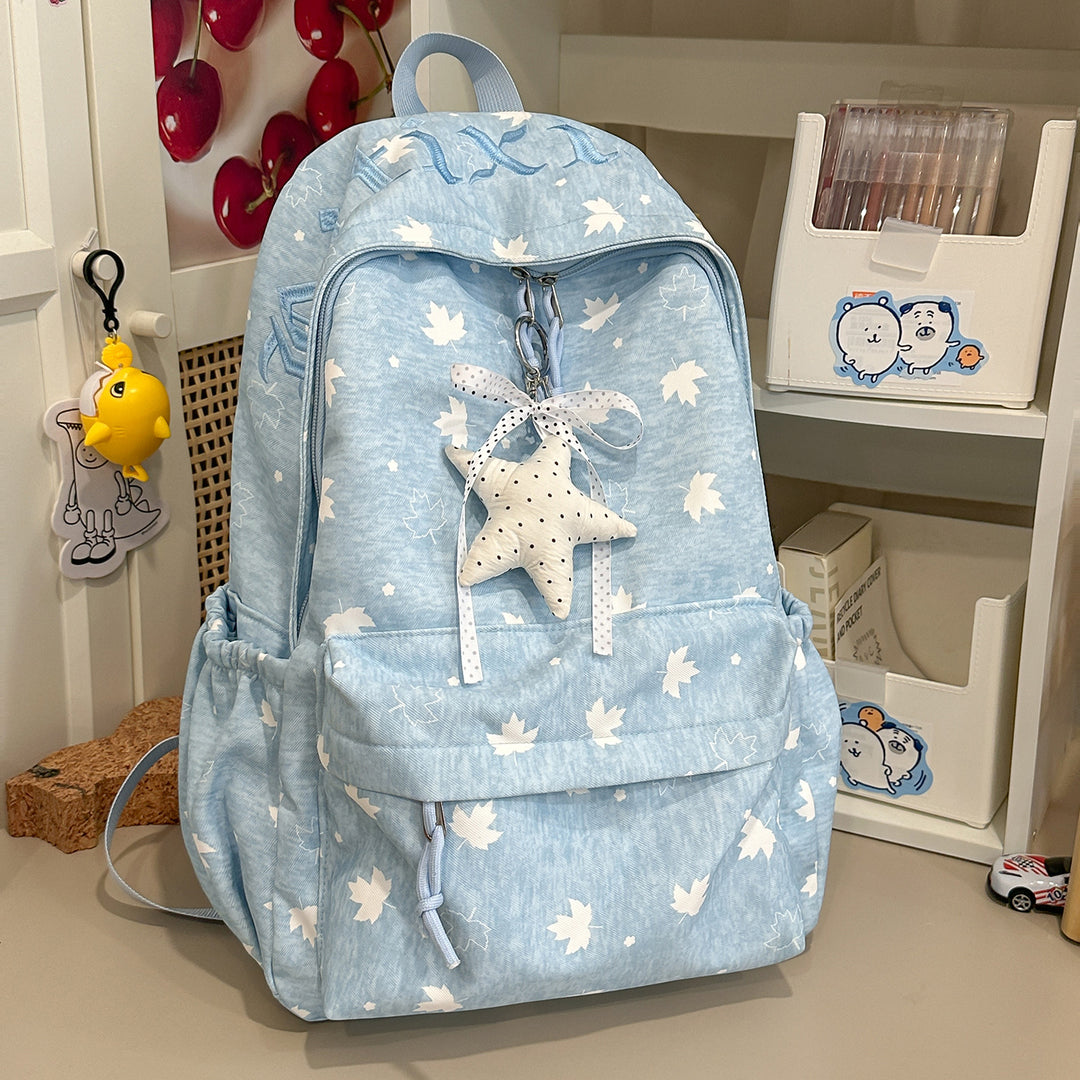 Trendy Leaf-Patterned School Backpack Stornfield