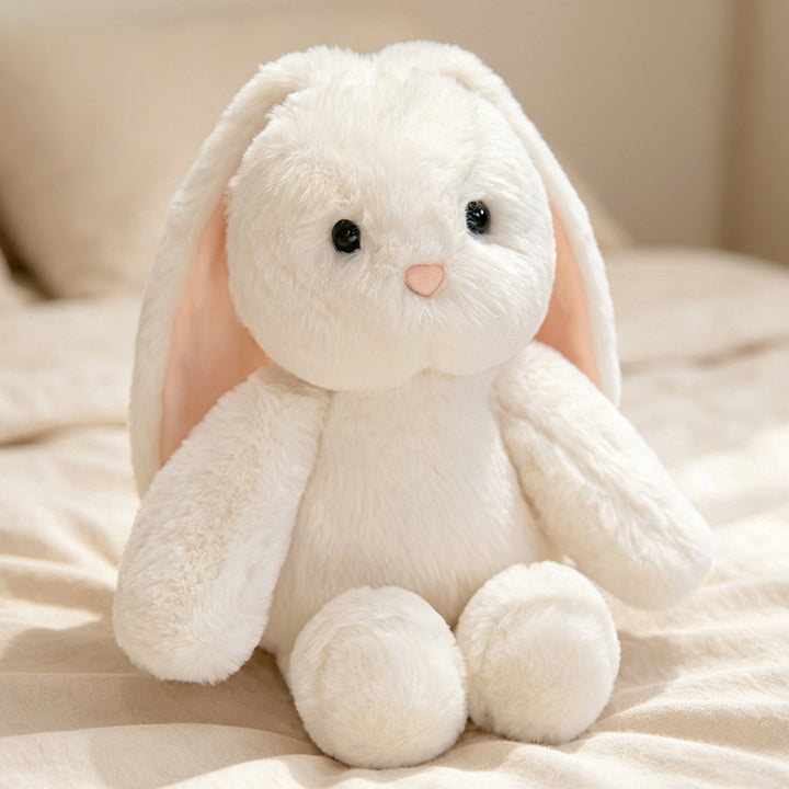 Plush Sitting Bunny Comforter Toy with Dropped Ears Ultra-Soft Faux-Fur and Bean-Fill Base Stornfield