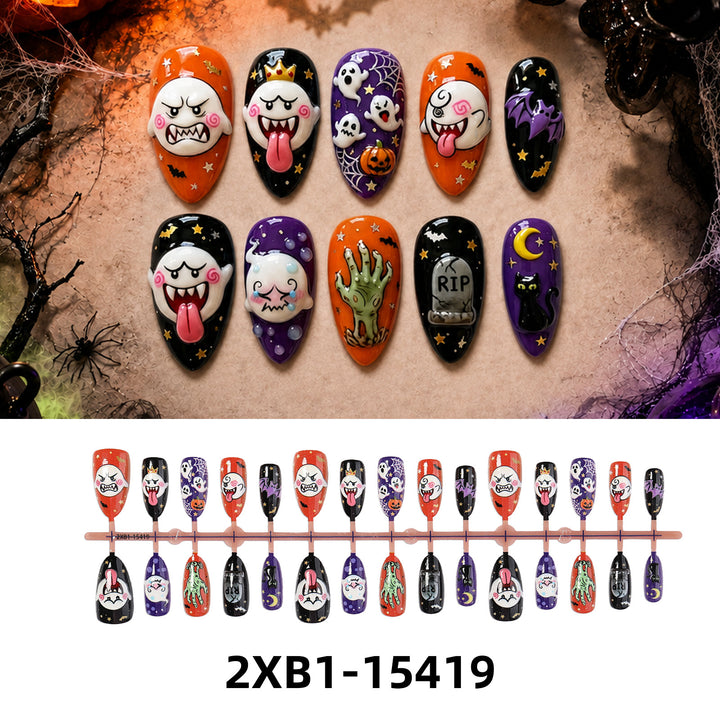 Acrylic nail set with creative Halloween motifs Stornfield