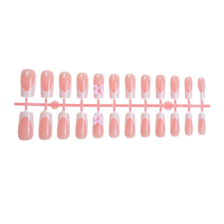 Decorative Press-On Nail Set with Elegant Bows Stornfield