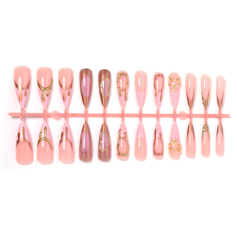 Artificial nail set with glamorous gold accents and elegant designs Stornfield