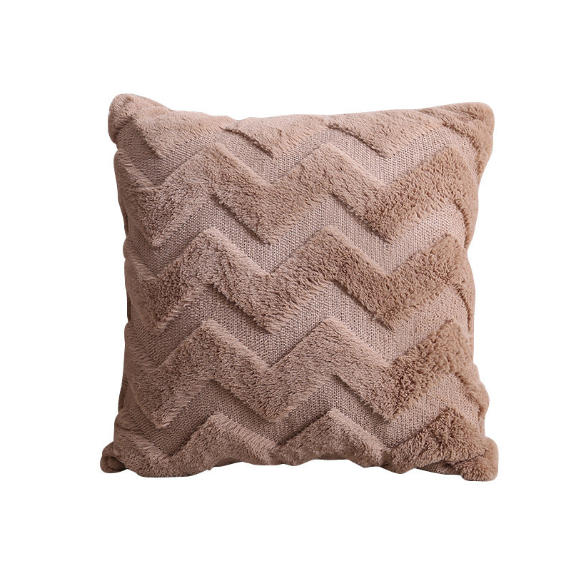 Plush Chevron Textured Decorative Throw Pillow